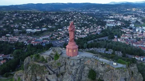 Drone video Statue of Notre-Dame of France Le Puy-en-Velay France europe Stock Footage 302722448