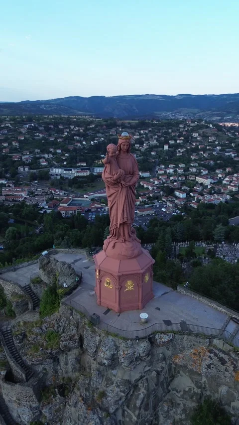 Drone video Statue of Notre-Dame of France Le Puy-en-Velay France europe Stock Footage 302722479