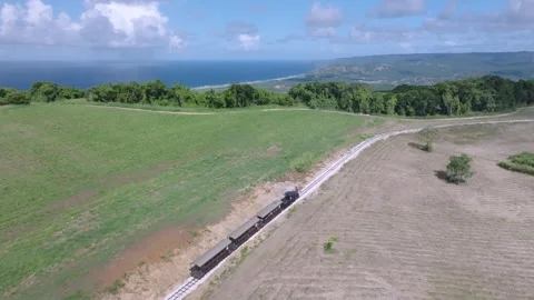 Drone video of steam train in Barbados (2) 動画素材 320867119