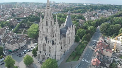 Drone Video of Stunning Cathedral in Belgium Stock Footage 126971153
