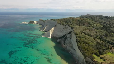 Drone Video Summer Ocean Cliffs Peroulades, Logas, Corfu, Greece 4 스톡 동영상 230705364