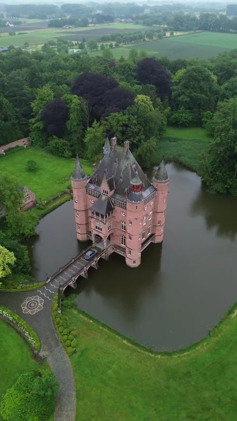 Drone video Ten Torre castle Belgium europe Stock Footage 302601588