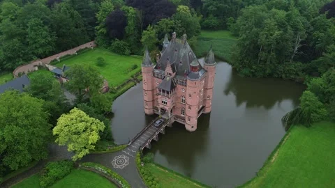 Drone video Ten Torre castle Belgium europe Stock Footage 302601599