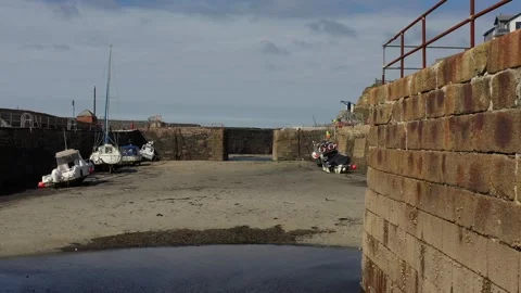 Drone video through Harbour in Cornwall Stock Footage 288462212