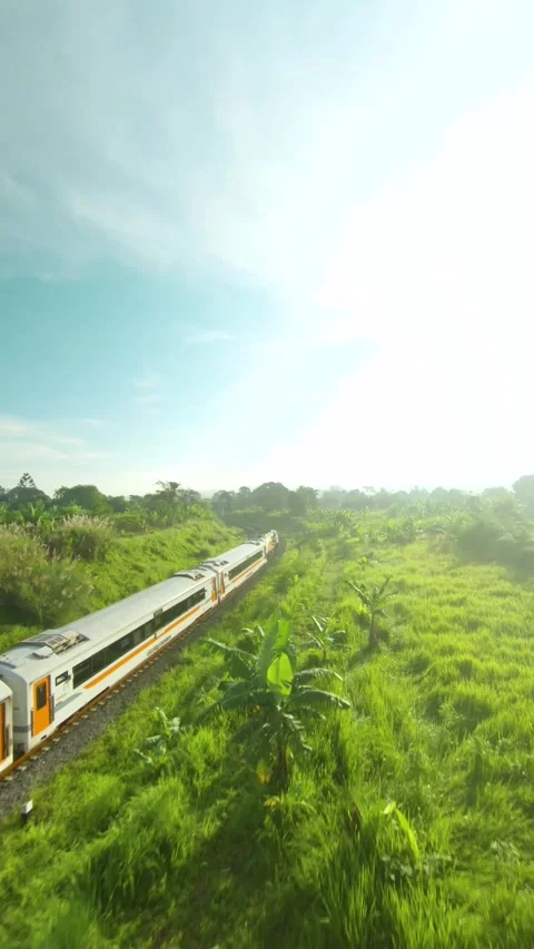 Drone video of train 3 Stock Footage 291597214