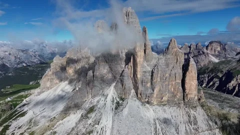 Drone video Tre Cime di Lavaredo Dolomites Italy europe Stock Footage 302585030