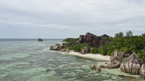 Drone video of tropical beach Anse source dargent. Video stock 132541012