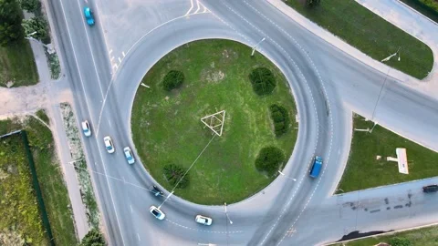 Drone video of urban elevated ring road overpass connecting two city districts Stock Footage 154348976