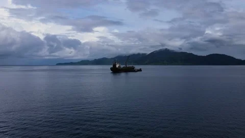 Drone VIdeo Vessel Container Ship Stockbeeldmateriaal 228855810