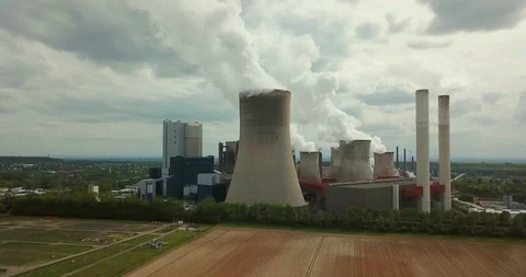 Drone video view from  coal-fired power station RWE Stock Footage 89720602