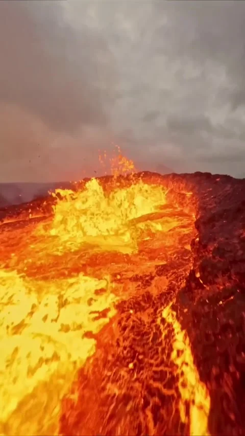 Drone video of volcano eruption Stock Footage 268540216