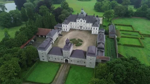 Drone video Warfusée castle Belgium europe Stock Footage 302594025