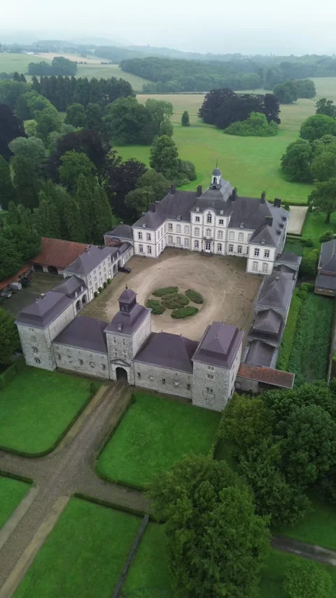 Drone video Warfusée castle Belgium europe Stock Footage 302594139