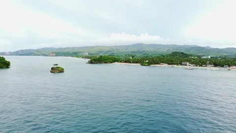 Drone video of white sand beach in Nabas Aklan Stock Footage 233230309