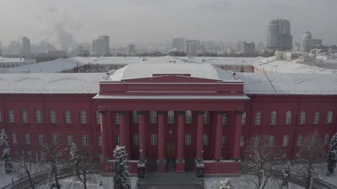 Drone video. Winter aerial view of the Taras Shevchenko National University Stock-Footage 150981531