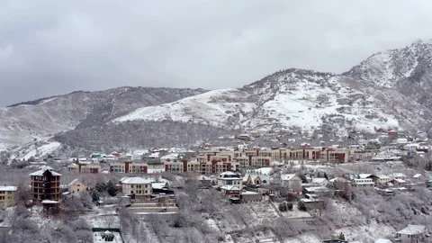 Drone video of winter cityscape in winter mountains. Stock Footage 150054862