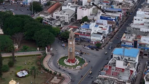 Drone view of 100-year-old Indo-Saracenic Clock Tower Dodda Gadiya and Silv.. 库存影片 330988611