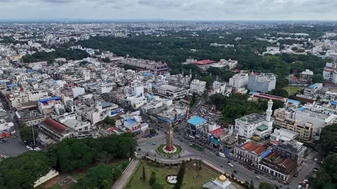 Drone view of 100-year-old Indo-Saracenic Clock Tower Dodda Gadiya and Silv.. Video stock 330988665