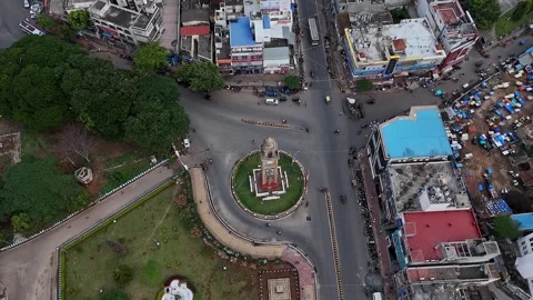 Drone view of 100-year-old Indo-Saracenic Clock Tower Dodda Gadiya and Silv.. Video stock 330988666