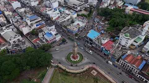 Drone view of 100-year-old Indo-Saracenic Clock Tower Dodda Gadiya and Silv.. Video stock 330988697