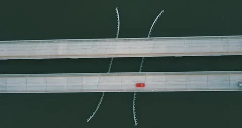 Drone view 4K Flying right above the bridge Video stock 238433785