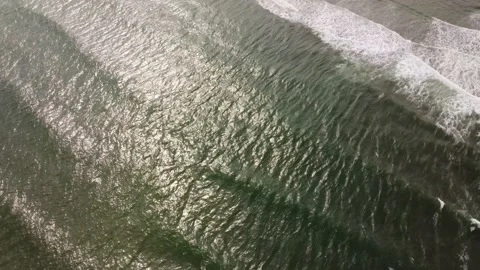 Drone view 4K. The roaring waves of the North Sea off the coast of East Scotland Stock Footage 176695205