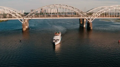 Drone view 4K Very slow flight back in front of the yacht Stock Footage 111876904