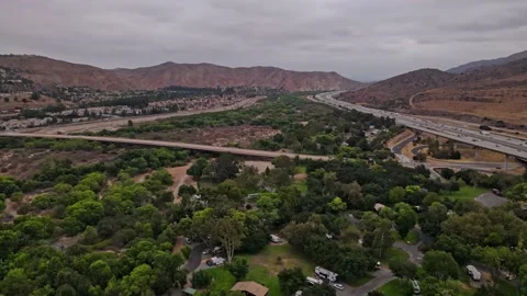Drone view of 91 Freeway in California. Stock-Footage 165465648