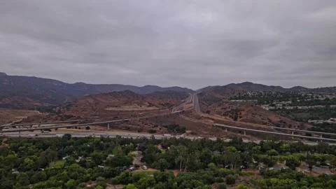 Drone view of 91 Freeway in southern California 動画素材 165464495
