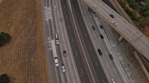 Drone view of 91 Freeway in southern California Stock-Footage 165465816