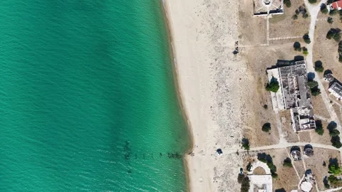 Drone View of Abandoned Beachfront Complex in Enez, Turkey – Aegean Coast Stock Footage 314619678