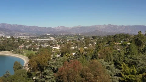 Drone View Above Silver Lake Reservoir in Los Angeles Video stock 170168399