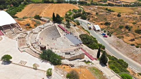 Drone view Acropolis of Ancient Amathous in Cyprus. Stock Footage 341649823