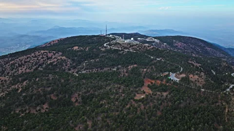Drone view across the Troodos Mountains near Mount Olympus, Cyprus. Stock Footage 341603827
