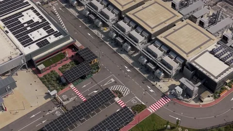 Drone view of advanced AI and cloud technology infrastructure in Lombardy Stock Footage 336007179