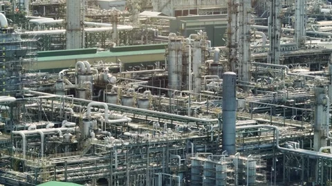 Drone view of advanced petrochemical engineering facilities. Stock Footage 341662075