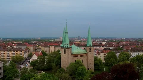 Drone View. Aerial Drone Beautiful View of Green Park in Nuremberg, Germany Stock Footage 309566923