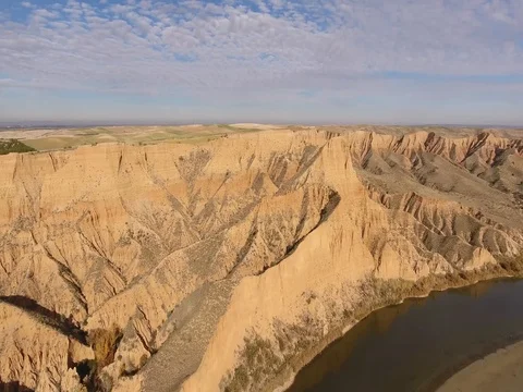Drone view - Aerial view from Barrancas ecosystem in Spain - 4K resolution 動画素材 84643537