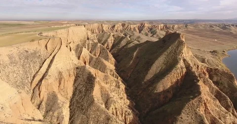 Drone view - Aerial view from Barrancas ecosystem in Spain - 4K resolution 스톡 동영상 84643640