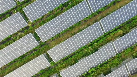 Drone view, Aerial view of solar panels ecology innovation and sunlight. Vídeos de archivo 217973340