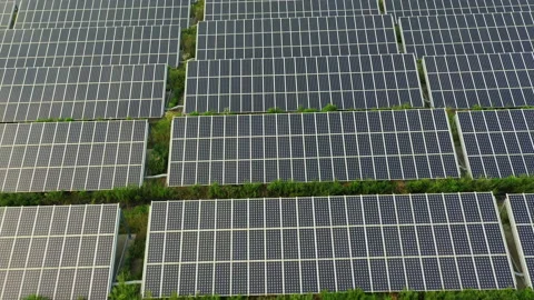 Drone view, Aerial view of solar panels ecology innovation and sunlight. Vídeos de archivo 217973729