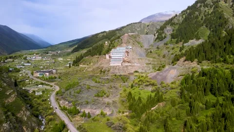 Drone View of Ak-Tyuz Mountain Village, Kyrgyzstan Stock Footage 340325246