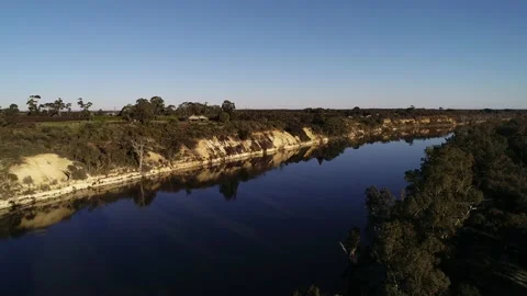 Drone view along the Murray River Stock Footage