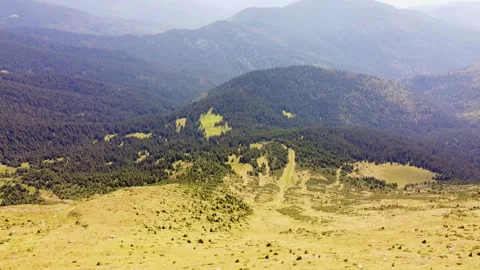 Drone view of alpine meadow, mountain plateau Stock Footage 252942132