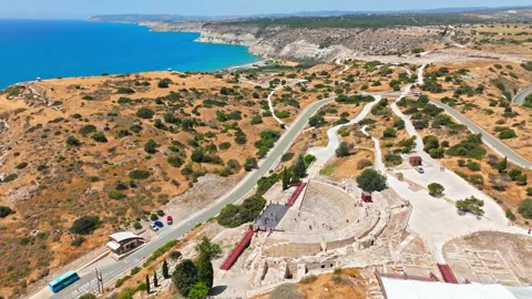 Drone view of Ancient Amathus archaeological site in Cyprus. Stock Footage 341652926