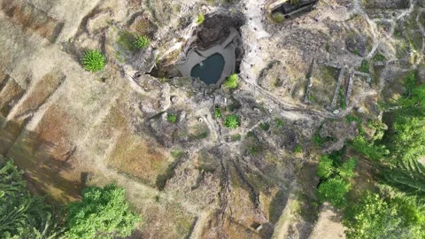 Drone View of the Ancient Circular Roman Baths at Germisara Vídeo Stock 314235466