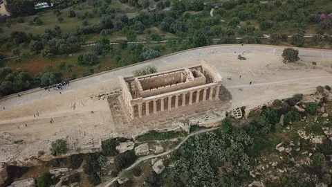 Drone View of Ancient Greek Temple Of Concordia Stock Footage 124894801