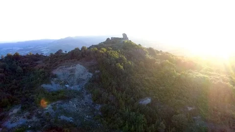 Drone view of an ancient Medieval tower Stock Footage 113016805