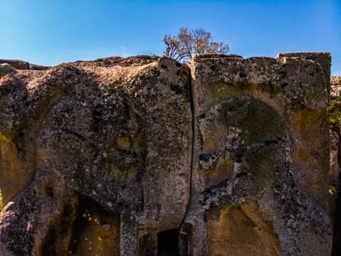 Drone view of the ancient rocks from Phrygian period Stock Photos