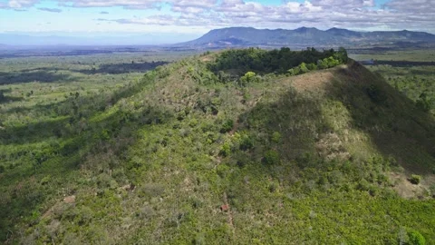 Drone View of Ancient Volcano in Bolaven Plateau Laos Video stock 329771552